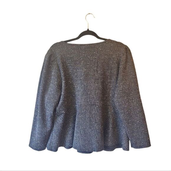 Torrid Black Metallic Tweed Peplum Blouse - Picture 2 of 6